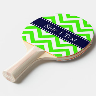 Lime Green LG Chevron Navy Blue Name Monogram Ping Pong Paddle