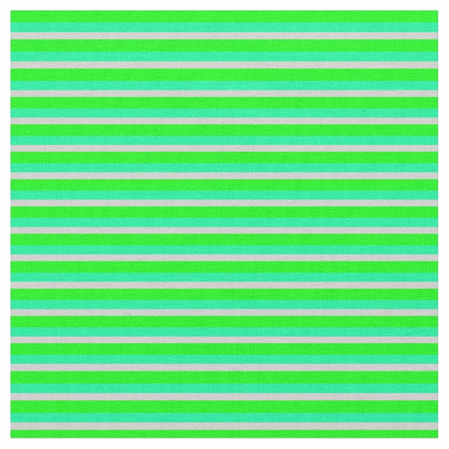 Lime, Green & Light Grey Coloured Stripes Fabric (Close Up)
