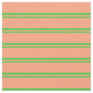 Lime Green & Light Salmon Coloured Lines Fabric