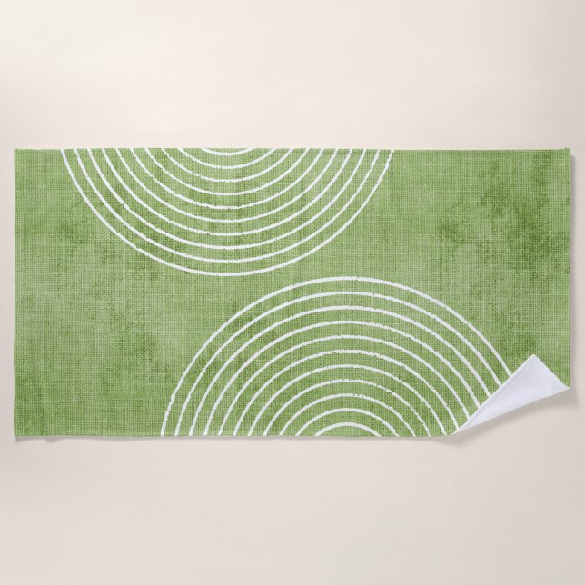 Lime Green Linen Minimalist Beach Towel (Front)