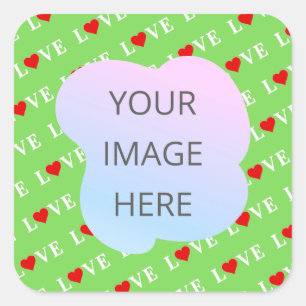Lime Green LOVE Square Sticker
