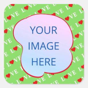 Lime Green LOVE Square Sticker