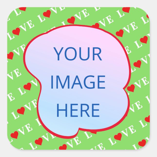 Lime Green LOVE Square Sticker (Front)