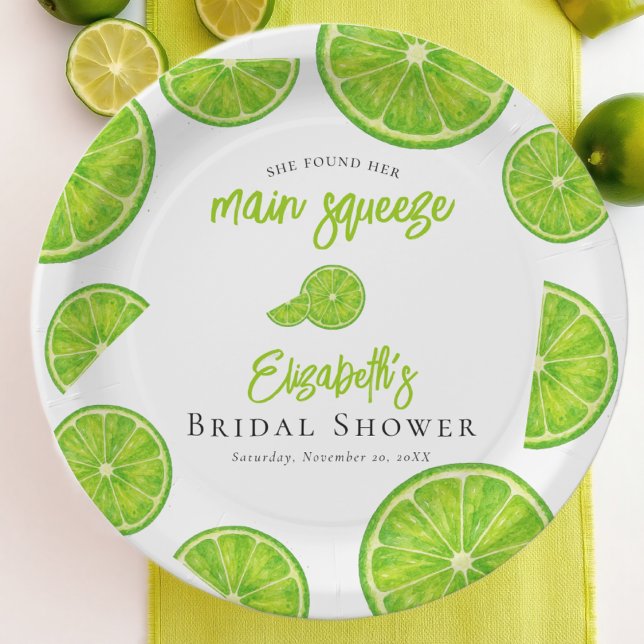 Lime Green Main Squeeze Bridal Shower Paper Plates (Creator Uploaded)