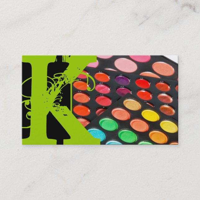 Lime Green Make Up Artist Palette Business Card (Front)