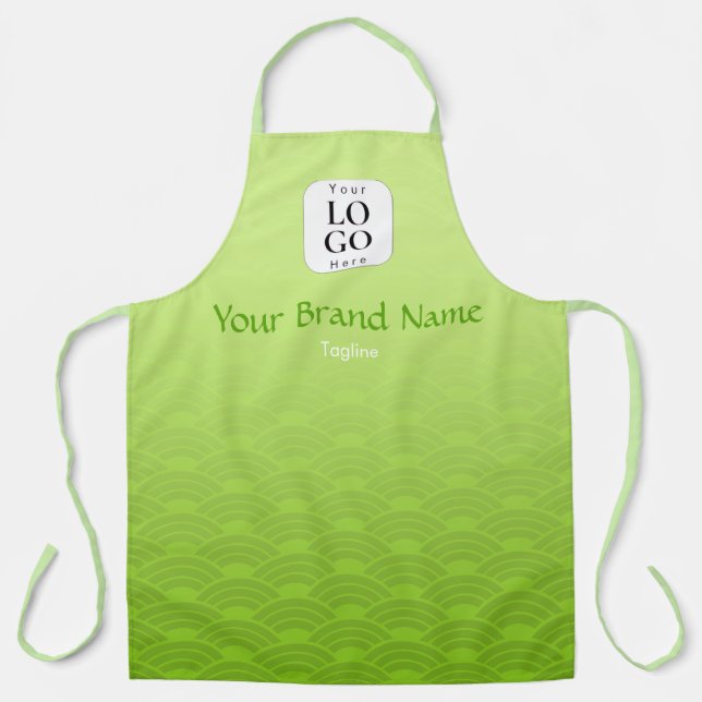 Lime Green Matcha Cafe Japanese Wave Custom Apron (Front)