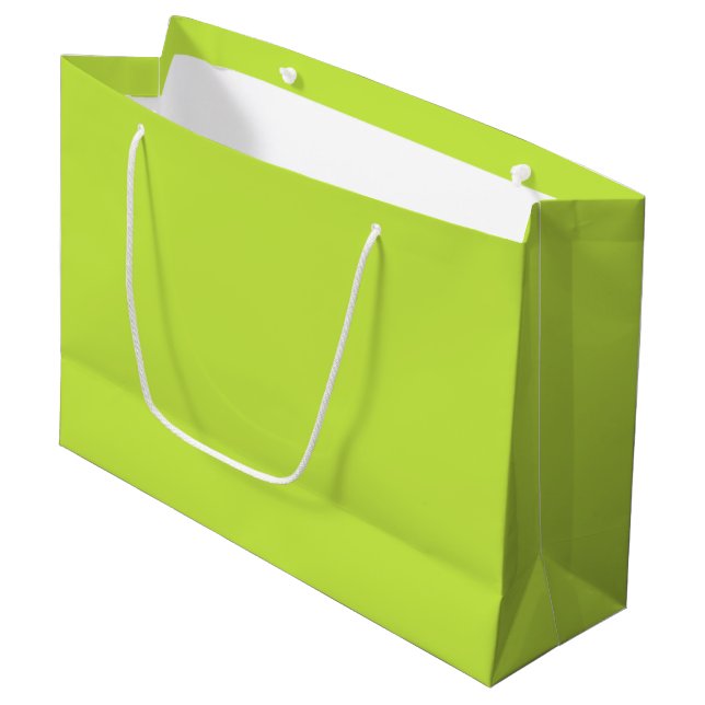 Lime green minimalist elegant solid plain gift large gift bag (Front Angled)