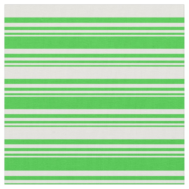 Lime Green & Mint Cream Striped Pattern Fabric (Close Up)