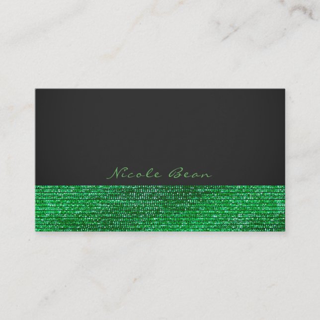 Lime Green Modern Glam Sequins Elegant Chic Business Card (Front)