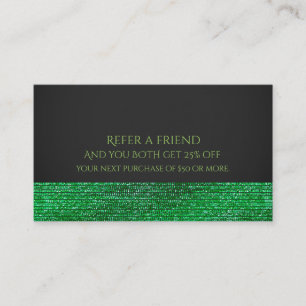 Lime Green Modern Glam Sequins Refer a Friend Referral Card