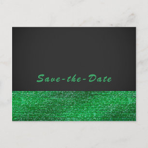 Lime Green Modern Glam Sequins Save the Date Announcement Postcard