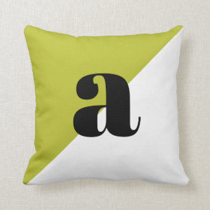 Lime Green Modern Minimal Trendy Monogram  Cushion