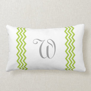 Lime Green Monogram Chevron Toss Pillow