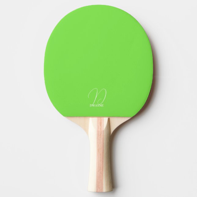 Lime Green Monogrammed Ping Pong Paddle (Front)