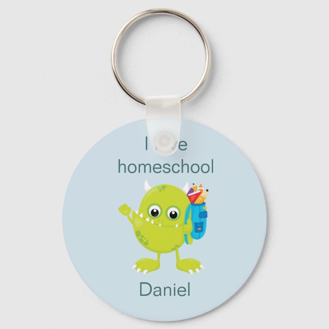 Lime Green Monster Homeschool Key Ring (Front)