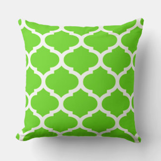 Lime Green Moroccan Quatrefoil Pattern Cushion