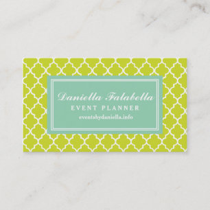Lime Green Moroccan Tiles Lattice Personalised Business Card