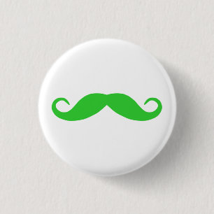 Lime Green Moustache 3 Cm Round Badge