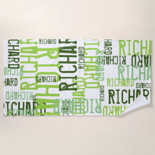 lime green name typography  beach towel