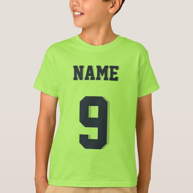 Lime Green & Navy Kids | Sports Jersey Design T-Shirt (Front)