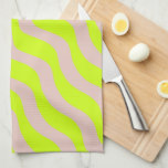 Lime Green Neon And Beige Abstract Stripes Tea Towel<br><div class="desc">Modern Abstract Diagonal Lines – Neutral Beige and Neon Lime Green.</div>