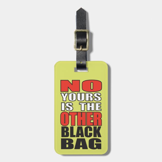 Lime Green Other Black Bag Luggage Tag (Front Vertical)