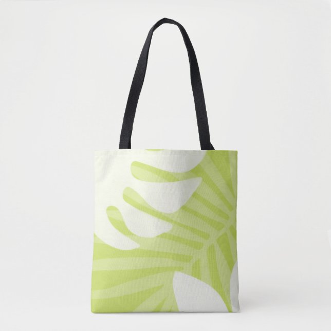 Lime Green Palm Leaves Tote Bag (Front)