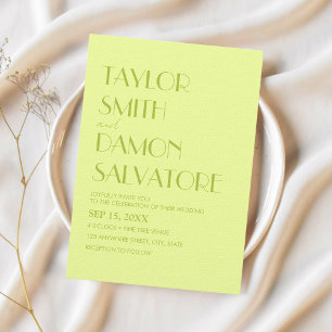 Lime Green Pastel colourful Retro Tropical Wedding Invitation