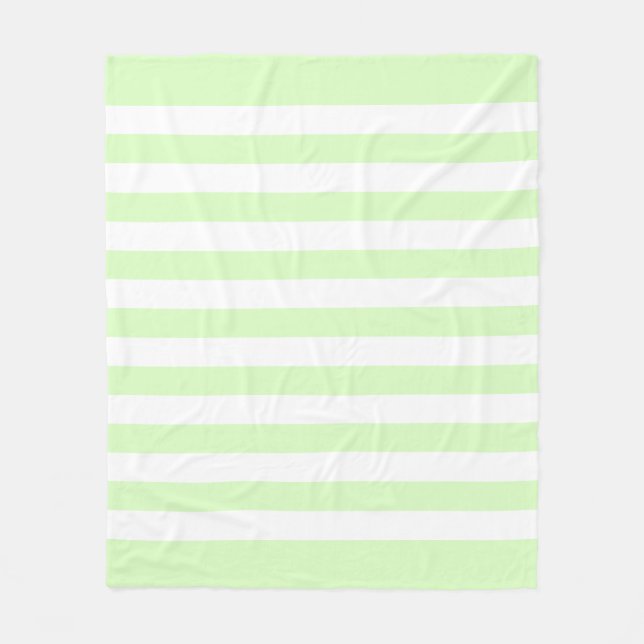 Lime Green Pastel & White Lines Pattern Fleece Blanket (Front)