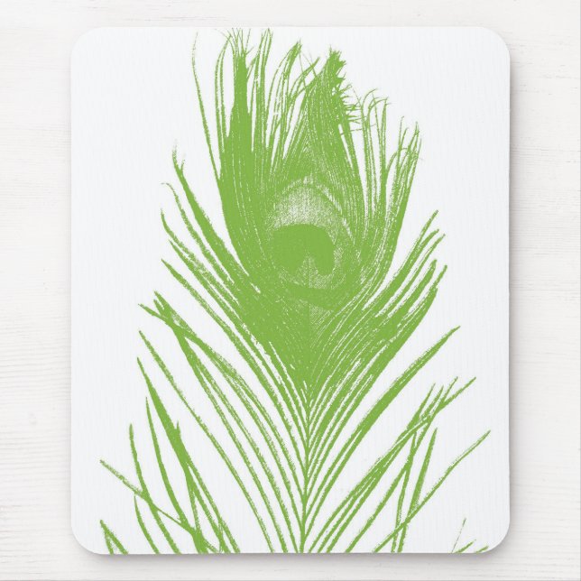 Lime Green Peacock Feather Mousepad (Front)