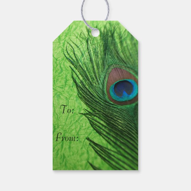 Lime Green Peacock Gift Tags (Back)