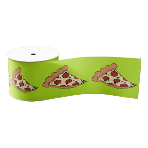 Lime green pizza slices tiled ribbon grosgrain ribbon