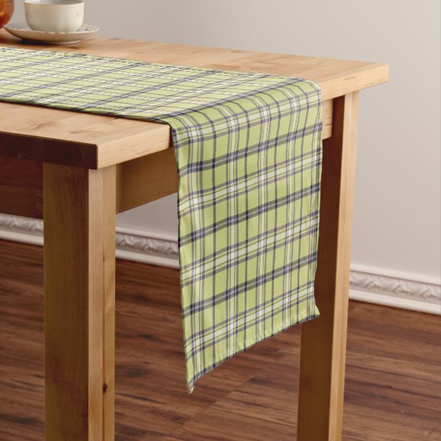 Lime Green Plaid Classic Pattern Table Runner (In Situ)