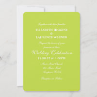 Lime Green Plain Simple Wedding Invitation