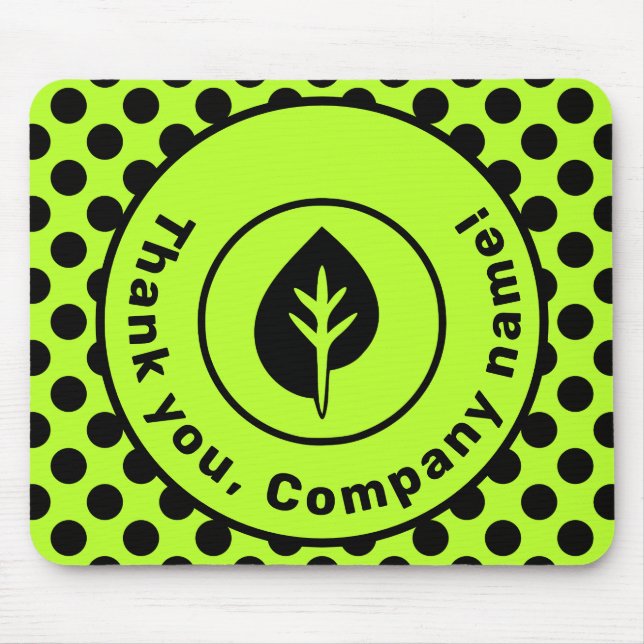Lime Green Polka Dot Custom Logo & Company Name Mouse Pad (Front)