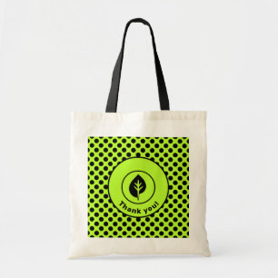 Lime Green Polka Dot Custom Logo & Company Name Tote Bag