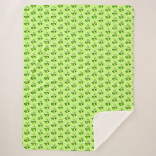 Lime Green Polka Dot Fractal Sherpa Blanket