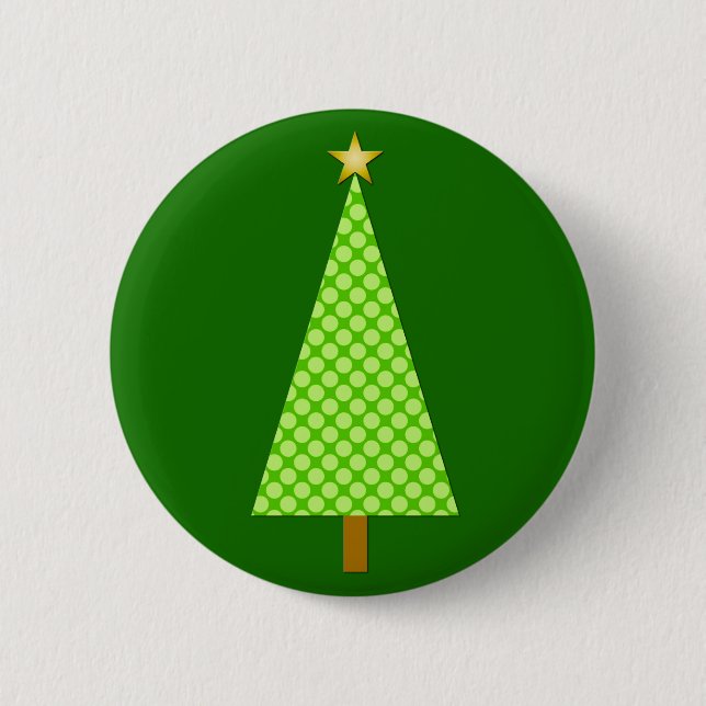 Lime green polka dot modern Christmas tree 6 Cm Round Badge (Front)