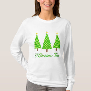 Lime Green Polka Dot Modern Christmas Trees T-Shirt