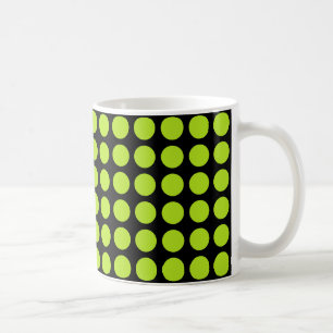 Lime Green Polka Dots Black Coffee Mug