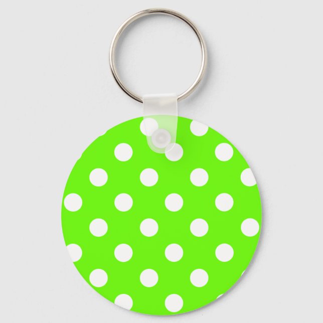 Lime green polka dots nail design for the spring key ring (Front)