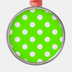Lime green polka dots nail design for the spring metal tree decoration