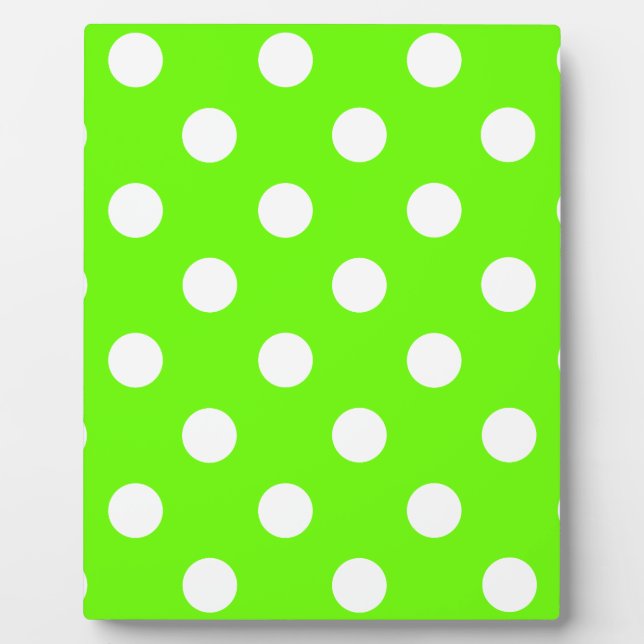 Lime green polka dots nail design for the spring plaque (Front)