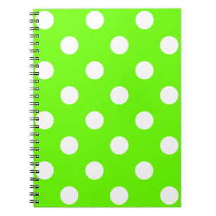Lime green polka dots nail design for the spring spiral notebook