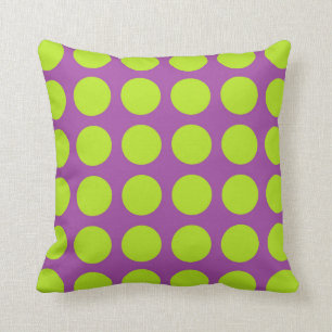 Lime Green Polka Dots Purple Cushion