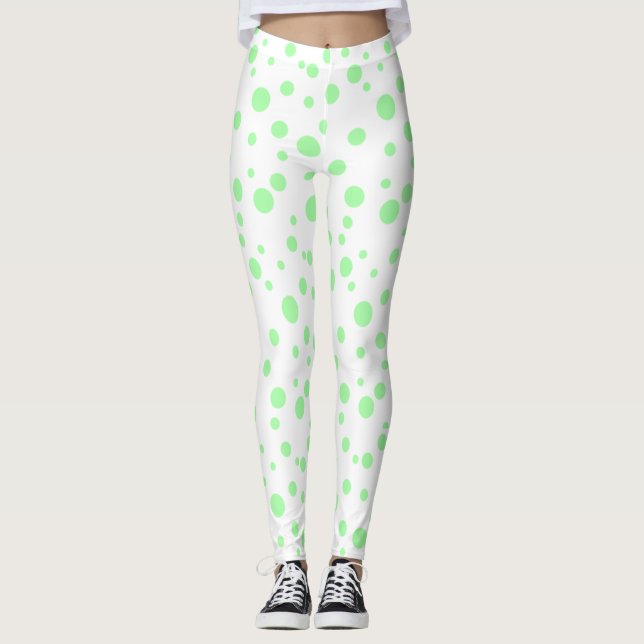Lime Green Polka Dotted Leggings (Front)