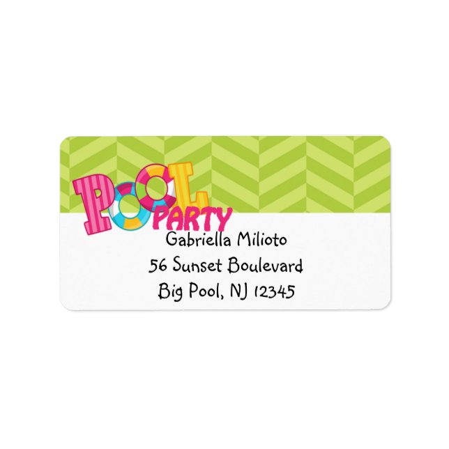 Lime Green Pool Party Shipping Label (Front)