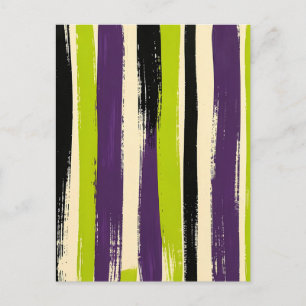 Lime Green Purple Black Bold Brushstroke Vertical Postcard