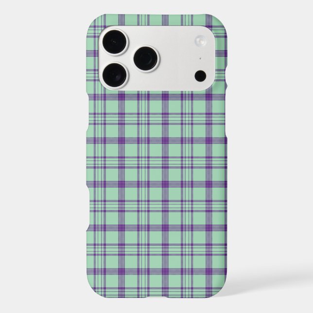 Lime Green Purple Plaid Classic iPhone Case (Back)