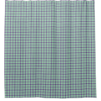 Lime Green Purple Plaid Shower Curtain